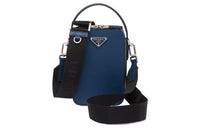 PRADA Brique Leather Shoulder Bag Crossbody Bag Handbag Men's Dark Blue