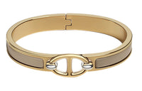 HERMES Enamel Bangles Women's Milk Tea Beige Gold