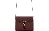 SAINT LAURENT CASSANDRA Leather Envelope Bag Wallets Shoulder Bag Crossbody Bag Women's Deep Red