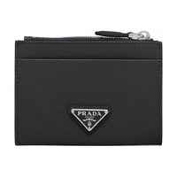 PRADA Saffiano Leather Card Holder Card Holder Women's Black