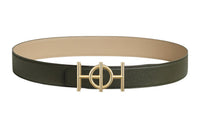HERMES Vintage Gold Buckle Epsom Calfskin Double-Sided Leather Belt Men's Black Width: 3.8cm