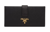 PRADA Saffiano Leather Wallet Large Size Women's Black