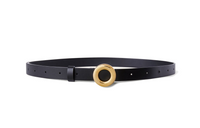 Loro Piana Round Buckle Design Smooth Buckle Leather Belts Women's Black Width: 2CM