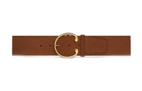 CELINE Double-Sided Emblem Decoration Pin Buckle Leather Belts Women's Brown Width 5cm