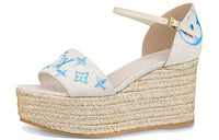 LOUIS VUITTON Starboard Strap Sandals Women's Beige Blue