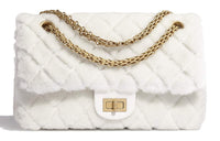 CHANEL 2.55 Sheepskin With Cow Leather Handbag Regular Women's White