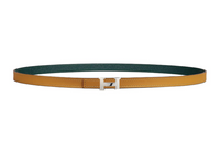 HERMES H Logo With Buckle Smooth Buckle Leather Belts Women's Green/Brown Width: 1.3cm