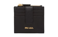 PRADA Leather Wallet Trumpets Women's Black