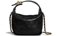 CHANEL Gabrielle Lambskin Handbag Small Size Women's Black
