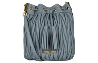 MIU MIU Leather Shoulder Bag Women's Blue