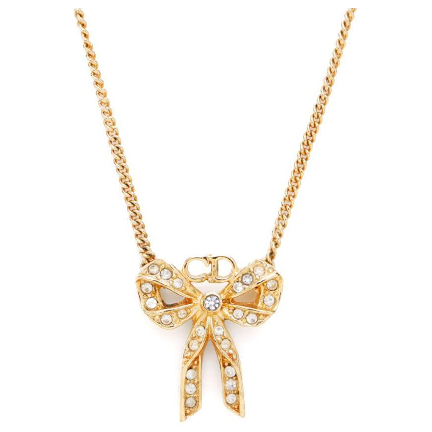DIOR 1990s Rhinestone-embellished Oval Pendant Necklace