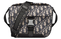 DIOR Oblique Print Cow Leather Patchwork Messenger Bag One Shoulder Crossbody Clutches Men's Black/Beige