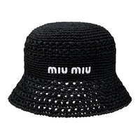 MIU MIU Viscose Rayon Bucket Hats Women's Black
