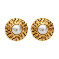 CELINE Gold-Plated Clip-On Earrings Women's Gold