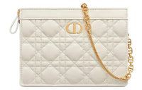 DIOR Caro Soft Cow Leather One Shoulder Crossbody Clutches Regular Women's White