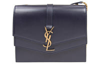 SAINT LAURENT Cow Leather Chain Bag Shoulder Bag Crossbody Bag Dark Blue