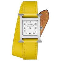 HERMES Wrist Watch Quartz Movement Cowhide Strap 25mm White Dial Women's Watch