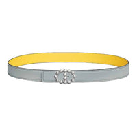 HERMES Metal Leather Belts Unisex Gray Blue/Yellow Width: 2.4cm