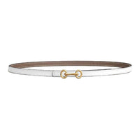 HERMES Calfskin Metal Gold-Plated Leather Belts Women's White Width 1.3CM
