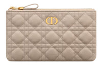 DIOR Caro Calfskin Clutch Trumpets Women's Sand