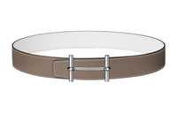 HERMES H Styling Silver Buckle Epsom Calfskin Double-Sided Leather Belt Men's Elephant Gray/White Width: 3.8cm