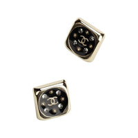 CHANEL Metal Rhinestone Resin Earrings Women's Gold