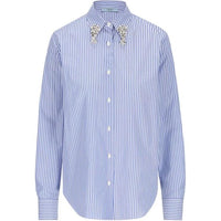 PRADA Embellished Long Sleeved Striped Shirt