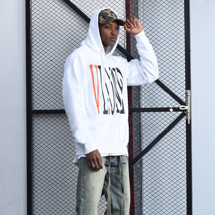VLONE Staple Classic Printing Back Large Long Sleeves Couple Style White Orange 6932403655102