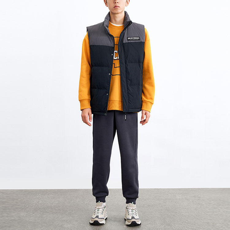 Skechers Logo Small Patchwork Sports Stand Collar Down Vest 'Multi-Color' L321M193