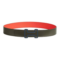 HERMES Calfskin Leather Belts Men's Green Width: 3.8CM