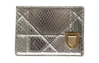 DIOR Python Skin Wallets Card Holders Women's Silver