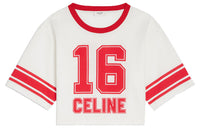 CELINE FW22 Women's 16 Cropped T-shirt In Cotton Jersey White