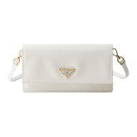 PRADA Leather Shoulder Bag Crossbody Bag Mini Women's White
