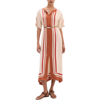 HERMES Short-Sleeved Dresses Women's High Mountain Earth Tone Beige
