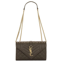 SAINT LAURENT ENVELOPE Calfskin Envelope Bag Crossbody Bag Shoulder Bag Small Size Women's Tan