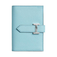 HERMES Bearn Mysore Goat Skin Wallet Mini Women's U2 Bleu Zephyr And Breeze Blue