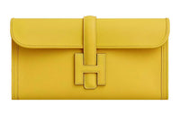 HERMES Jige Elan Swift Leather Clutch Women's 9O Jaune De Naples Naples Yellow