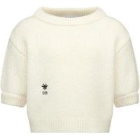 DIOR Solid Color Crew Neck Short Sleeved Shirt White Kids'