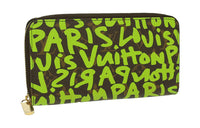 LOUIS VUITTON Zippy Monogram Graffiti Canvas Wallet Unisex Green & Brown