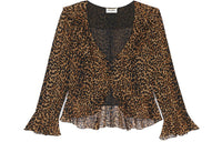 SAINT LAURENT Leopard Printed V-Neck Blouse
