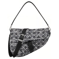 DIOR Saddle Tweed Saddle Bag Crossbody Shoulder Bag Men's Navy