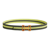 HERMES Nylon Belt Men's Gray Green Width: 3.2CM