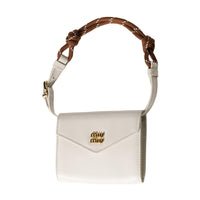 MIU MIU Leather Wallet Women's Tobacco & Chalk White