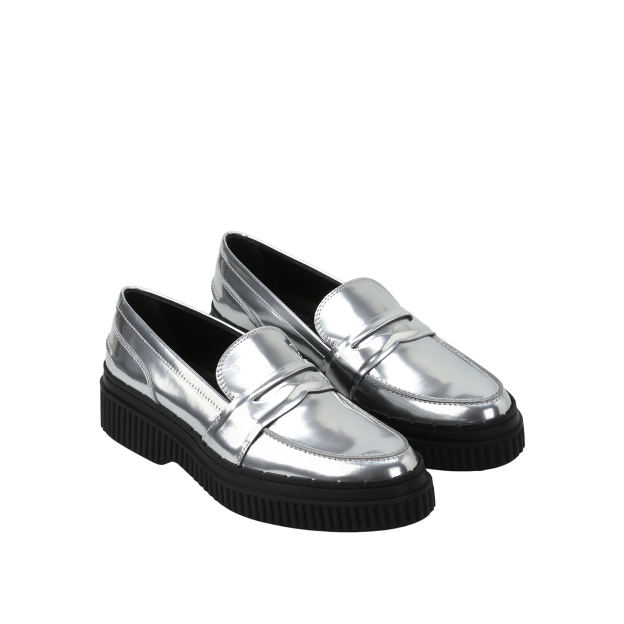 Tod's Metallic Leather Maxi Sole Loafers