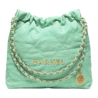 CHANEL Washable Denim Handbag Small Size Women's Turquoise