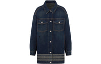 DIOR Quarterly New Products Denim Jackets Women's Dark Blue
