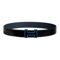 HERMES Calfskin Leather Belts Unisex Black Width: 3.8CM