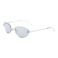 CHANEL Metal Plastic Oval Sunglasses Women's Silver