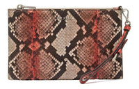 PRADA Leather Clutch Women's Red & Brown & Multicolor