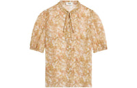 CELINE Thin Lavallière Blouse In Silk Georgette Shirt Women's Yellow